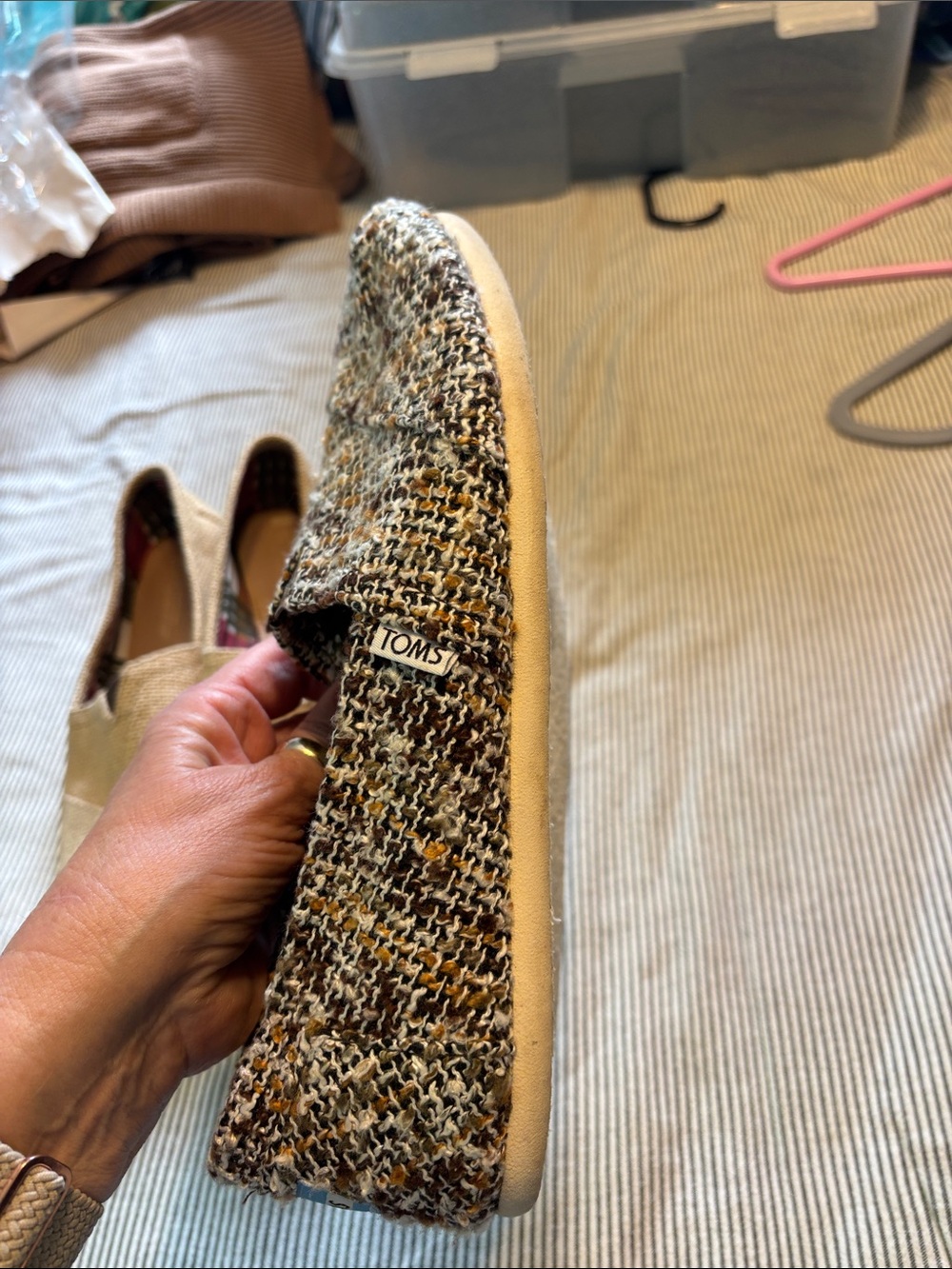 TOMS Slip-On Flats in Tan and Multicolor Tweed - Picture 7 of 7